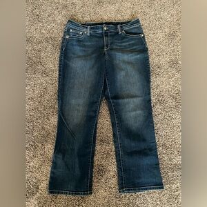 Style Co Jeans 14 Cropped Embellished Stretch Dark Blue Denim